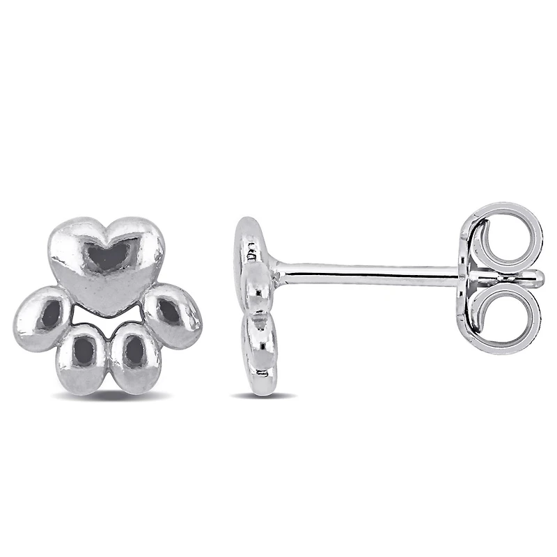 Julianna B Children's Sterling Silver Paw Stud Earrings