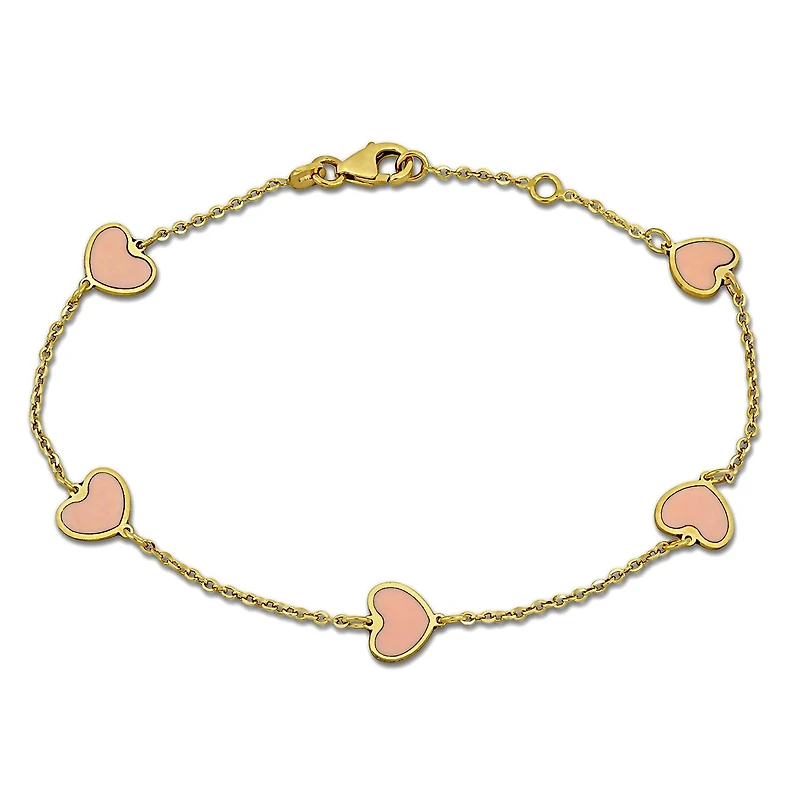 Julianna B Children's 14K Yellow Gold Enamel Heart Bracelet 6.5"+.5" Extender