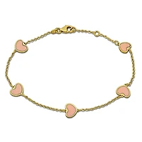 Julianna B Children's 14K Yellow Gold Enamel Heart Bracelet 6.5"+.5" Extender
