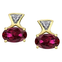 10K Yellow Gold Ruby & Diamond Earrings