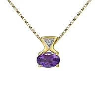 10K Yellow Gold Amethyst & Diamond 18" Pendant
