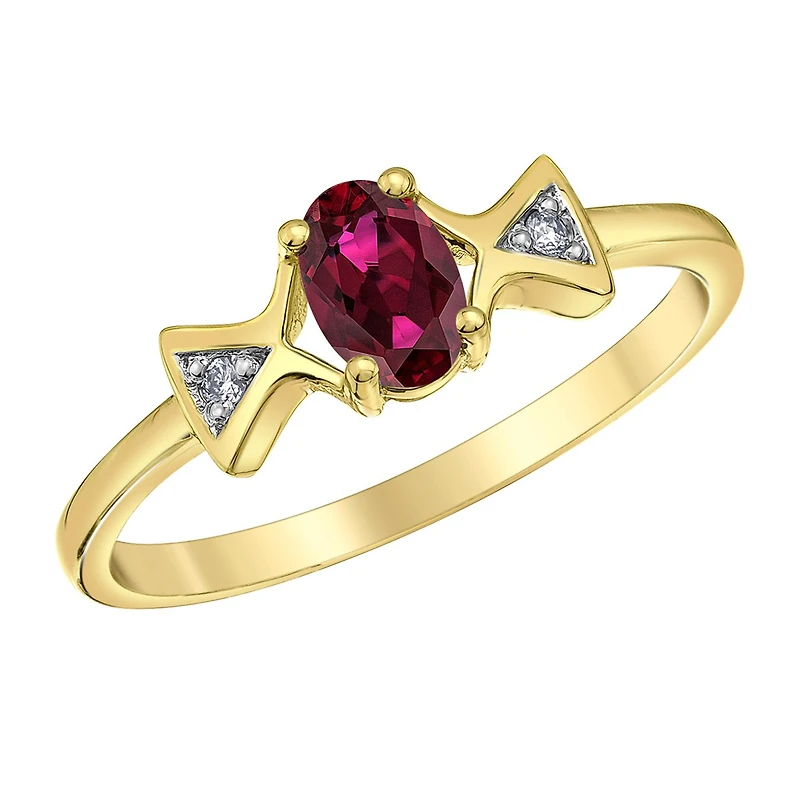 10K Yellow Gold Ruby & Diamond Ring