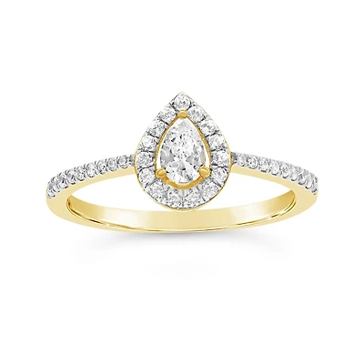 New Brilliance Lab Grown 0.37CTW Pear Diamond Ring in 10K Yellow Gold