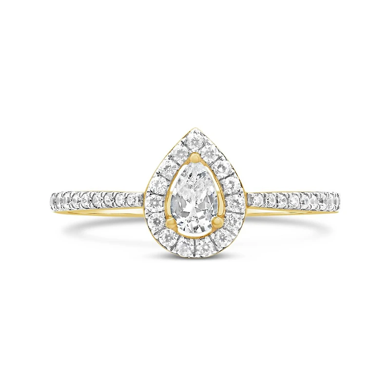 New Brilliance Lab Grown 0.37CTW Pear Diamond Ring in 10K Yellow Gold