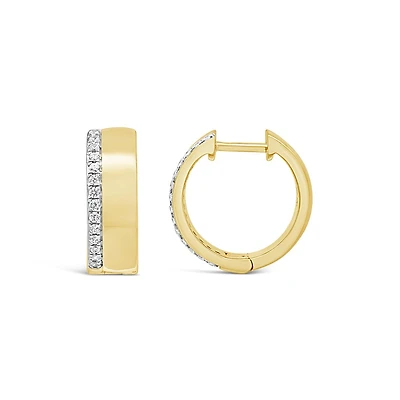 New Brilliance Lab Grown 0.18CTW Diamond Hoops in 18K Yellow Gold Vermeil