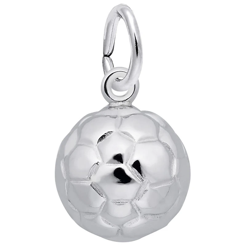 Sterling Silver 3D Hollow Soccer Ball Chain Not Included