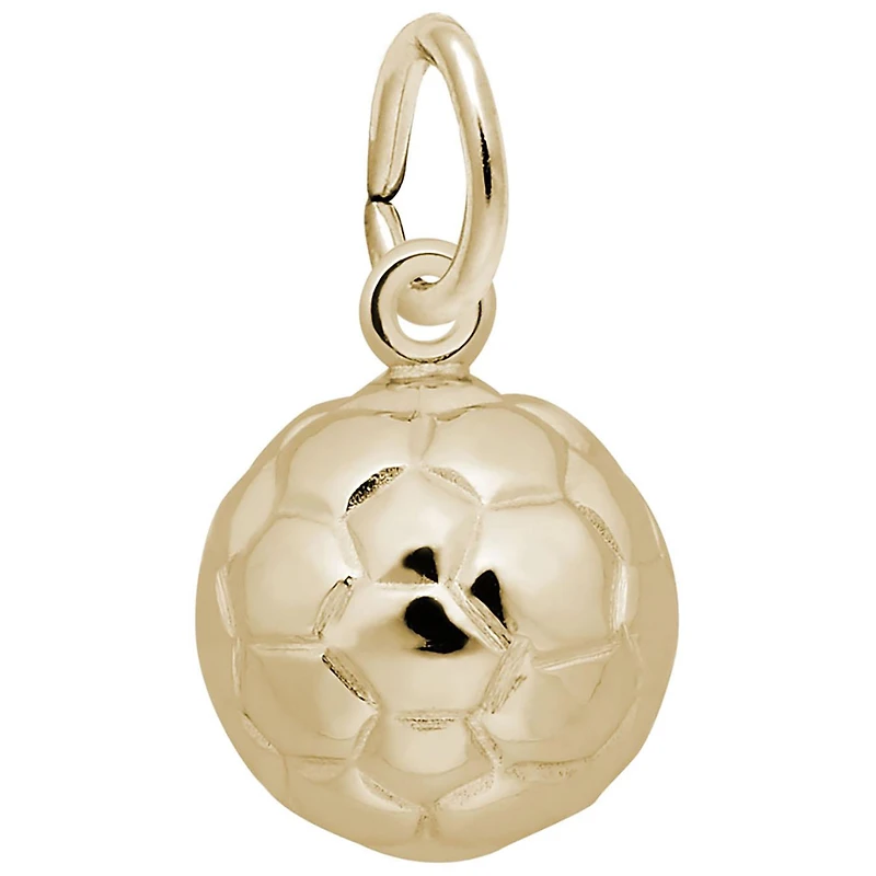 Gold Plated Sterling Silver 3D Hollow Soccer Ball Chain Not Included