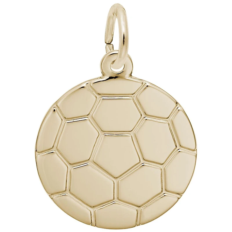 Gold Plated Sterling Silver 2D Soccer Ball Chain Not Included