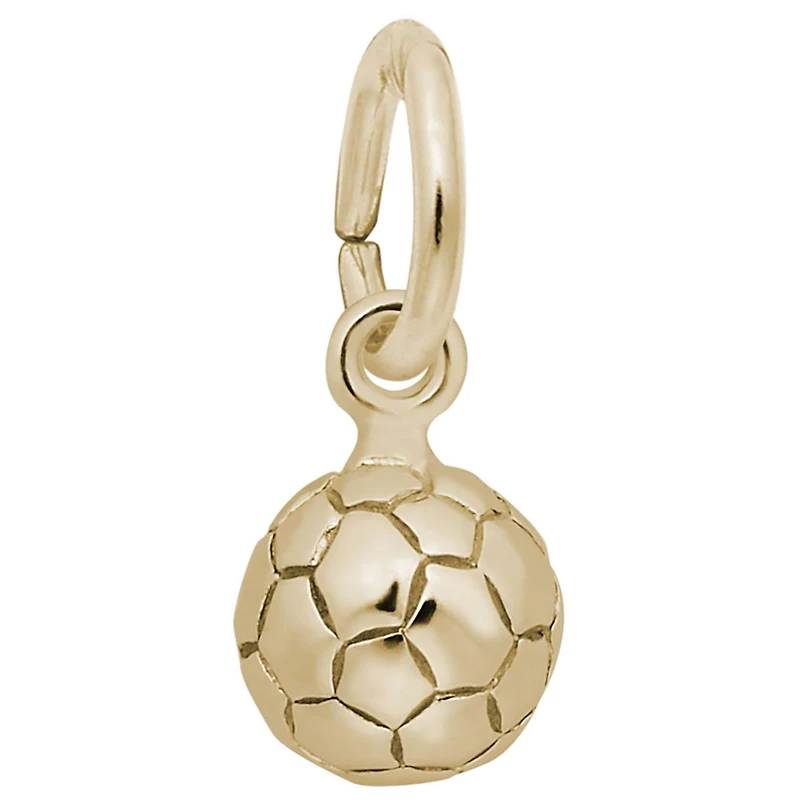 Gold Plated Sterling Silver 3D Solid Soccer Ball Chain Not Included