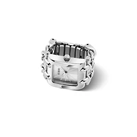 Guess Ladies Silver Tone Mod Heavy Metal Ring Watch