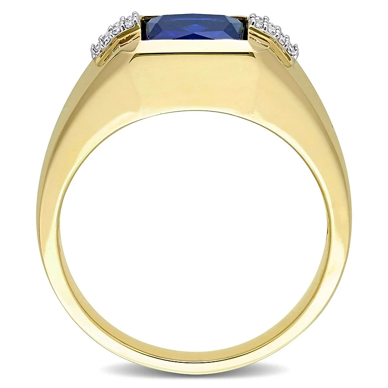 Julianna B 10K Yellow Gold Created Blue Sapphire & Diamond Ring