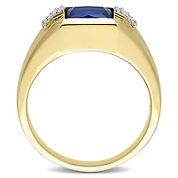 Julianna B 10K Yellow Gold Created Blue Sapphire & Diamond Ring