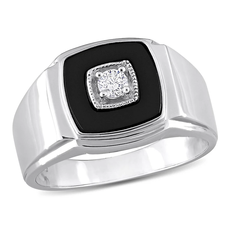 Julianna B Sterling Silver Black Onyx & Diamond Ring