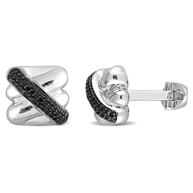 Julianna B Sterling Silver 0.46Ctw Black Diamond Cufflinks