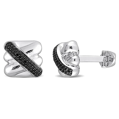 Julianna B Sterling Silver 0.46Ctw Black Diamond Cufflinks
