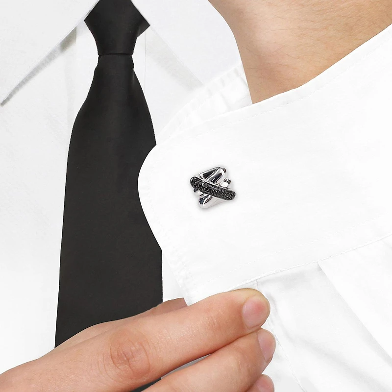 Julianna B Sterling Silver 0.46Ctw Black Diamond Cufflinks