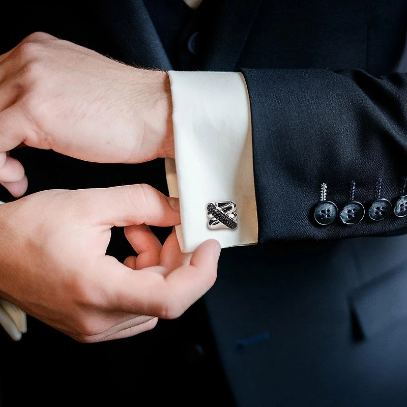 Julianna B Sterling Silver 0.46Ctw Black Diamond Cufflinks