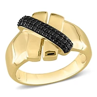 Julianna B 14K Yellow Gold 0.20CTW Black Diamond Crossover Ring