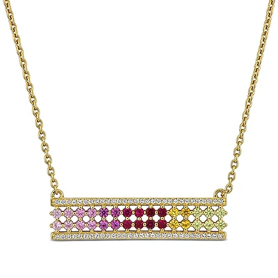 Julianna B Yellow Plated Sterling Silver Multi-Gemstone Necklace 18" + 1.5" Ext