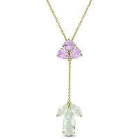 Julianna B Yellow Plated Sterling Silver Amethyst & Green Quartz Pendant 17"