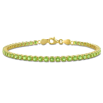 Julianna B Yellow Plated Sterling Silver Peridot Tennis Bracelet 7.25"