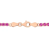 Julianna B Rose Plated Sterling Silver Created Pink Sapphire Bracelet 7.25"