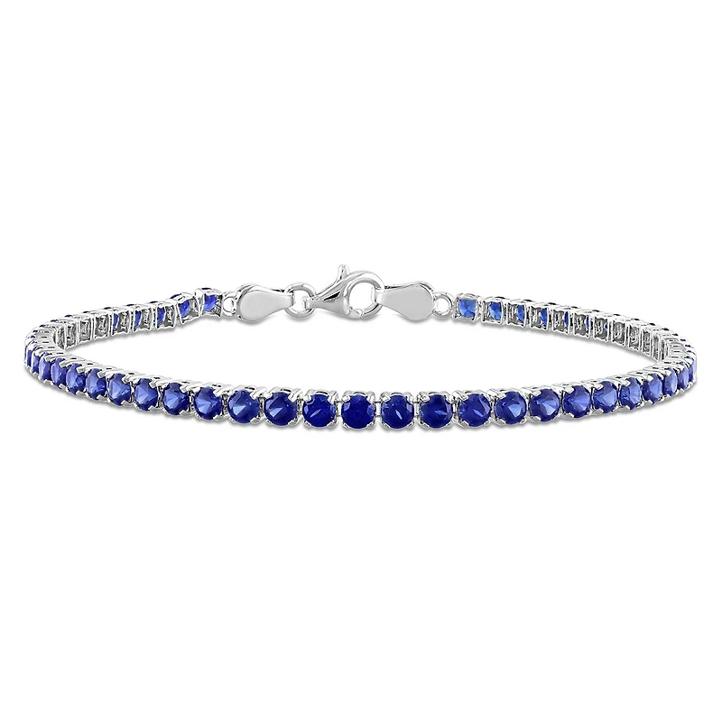 Julianna B Sterling Silver Created Blue Sapphire Tennis Bracelet 7.25"