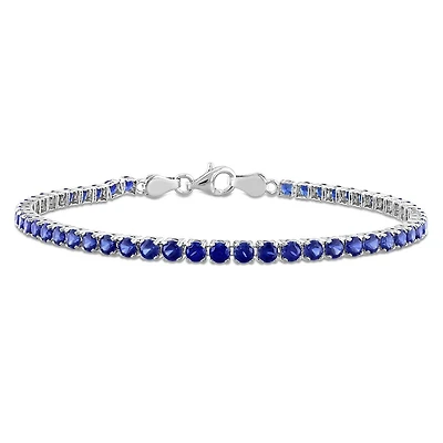 Julianna B Sterling Silver Created Blue Sapphire Tennis Bracelet 7.25"