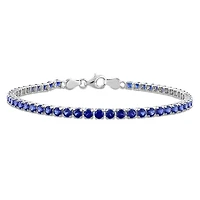 Julianna B Sterling Silver Created Blue Sapphire Tennis Bracelet 7.25"