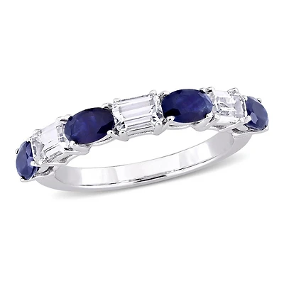 Julianna B 14K White Gold Blue & Sapphire Semi Eternity Ring