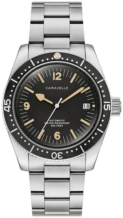 Caravelle Men'S Sea Hunter Black Dial Watch