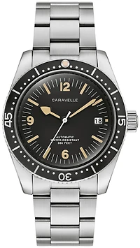 Caravelle Men'S Sea Hunter Black Dial Watch