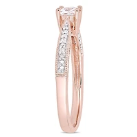 Julianna B Rose Plated Sterling Silver Created White Sapphire And Diamond Ring
