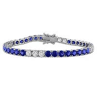 Julianna B Sterling Silver Created Blue & Created White  Sapphire Bracelet 7.5"