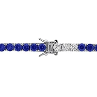 Julianna B Sterling Silver Created Blue & Created White  Sapphire Bracelet 7.5"