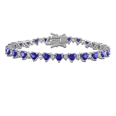 Julianna B Sterling Silver Created & Created White Sapphire Bracelet 7