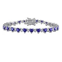 Julianna B Sterling Silver Created & Created White Sapphire Bracelet 7