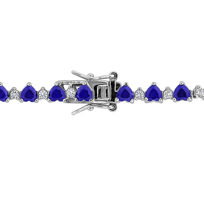 Julianna B Sterling Silver Created & Created White Sapphire Bracelet 7
