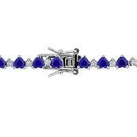 Julianna B Sterling Silver Created & Created White Sapphire Bracelet 7