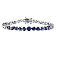 Julianna B Sterling Silver Created Blue & Created White Sapphire Bracelet 7.25"