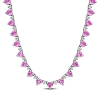 Julianna B Sterling Silver Created Pink & Created White Sapphire Necklace 16"