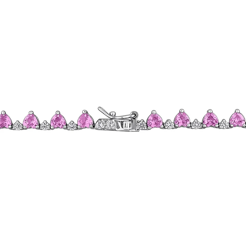 Julianna B Sterling Silver Created Pink & Created White Sapphire Necklace 16"