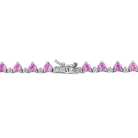Julianna B Sterling Silver Created Pink & Created White Sapphire Necklace 16"