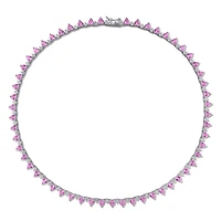 Julianna B Sterling Silver Created Pink & Created White Sapphire Necklace 16"