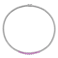 Julianna B Sterling Silver Created Pink & Created White Sapphire Necklace 18"