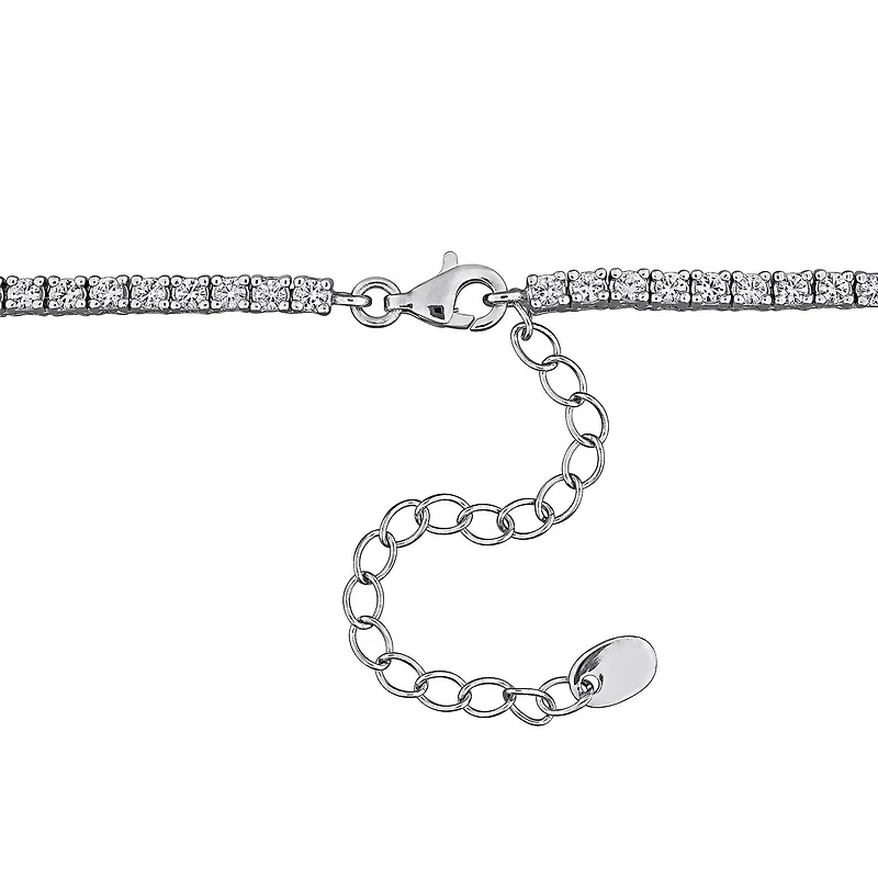 Julianna B Sterling Silver Created Pink & Created White Sapphire Necklace 16"+2
