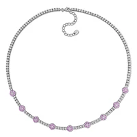 Julianna B Sterling Silver Created Pink & Created White Sapphire Necklace 16"+2