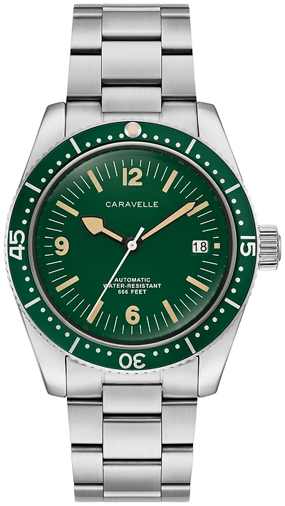 Caravelle Men'S Sea Hunter Green Dial Watch