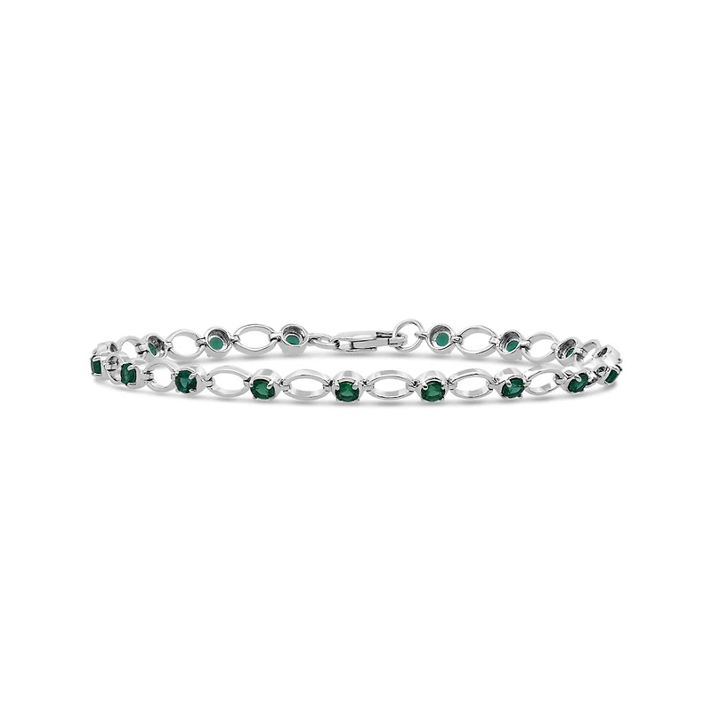 Sterling Silver Created Emerald Bracelet