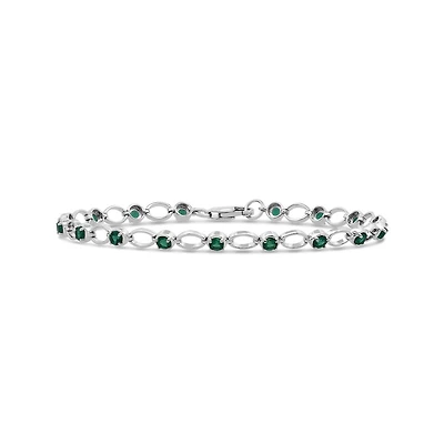 Sterling Silver Created Emerald Bracelet